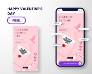 free download valentine instagram story post template editable canva