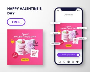 free download special valentine day sale promotion instagram post canva template