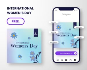 free canva template for international womens day blue flower