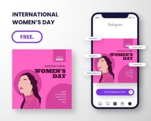 free canva template for international womens day pink girl